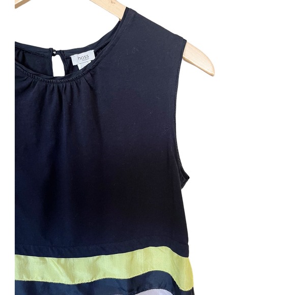 HOSS INTROPIA Black Top Scoop Neck Sleeveless Silk Pink Trims Spain Medium NWT - Picture 4 of 10